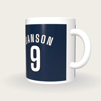 Personalised Navy and White Hockey Shirt Mug, three-quarter view