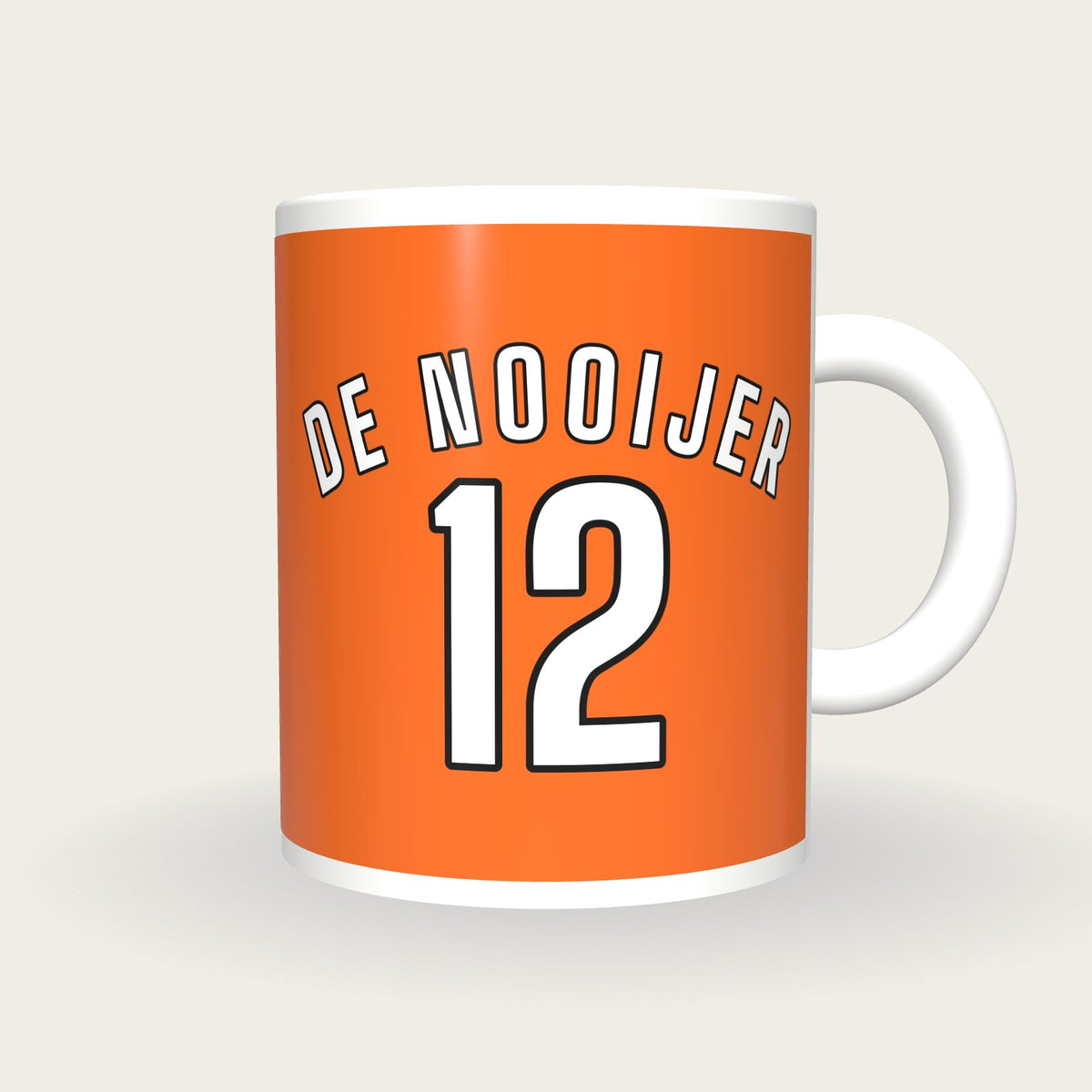 Personalised Orange and White Hockey Shirt Mug, front