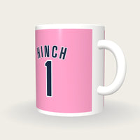 Personalised Pink and Navy Hockey Shirt Mug, three-quarter view