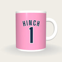 Personalised Pink and Navy Hockey Shirt Mug, front
