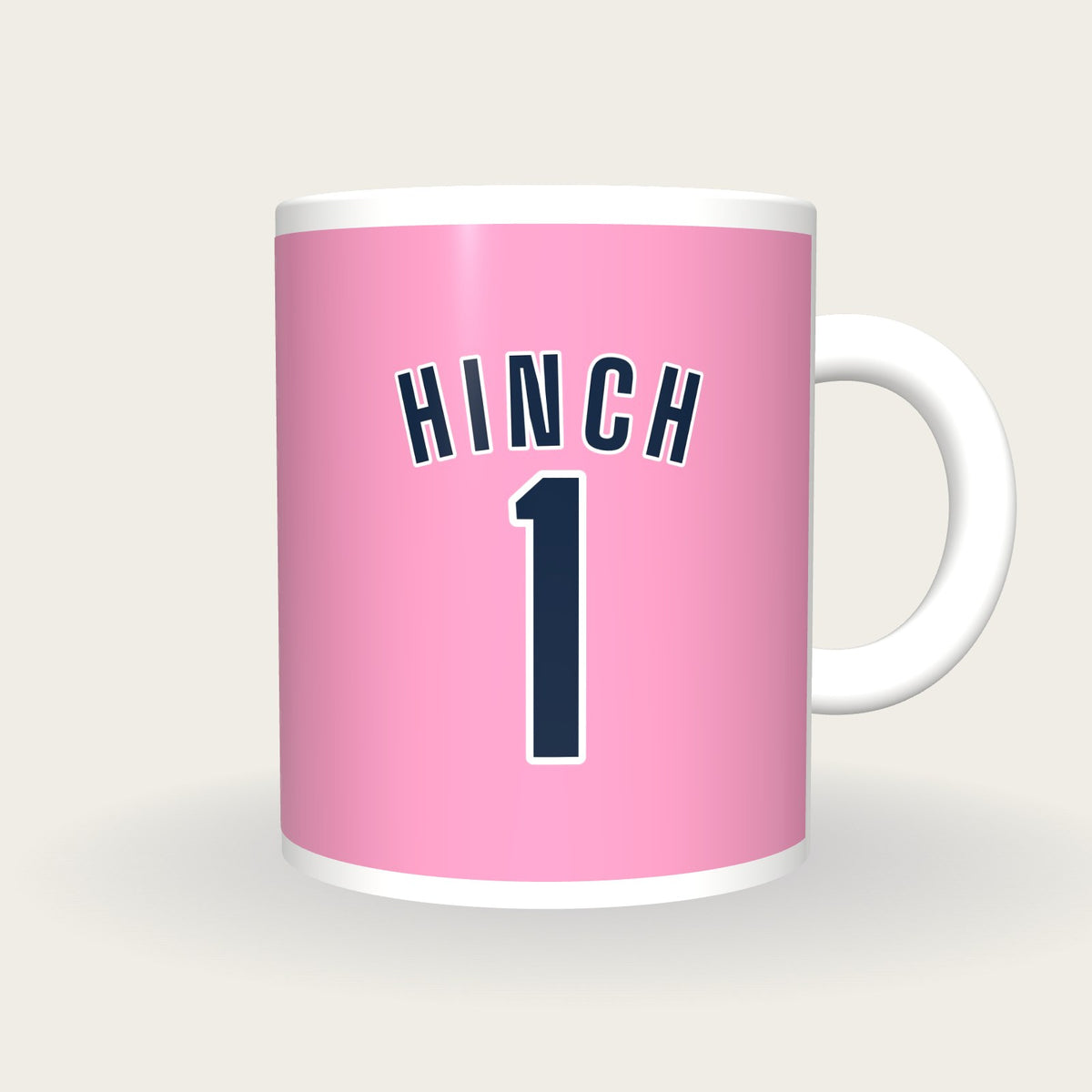 Personalised Pink and Navy Hockey Shirt Mug, front