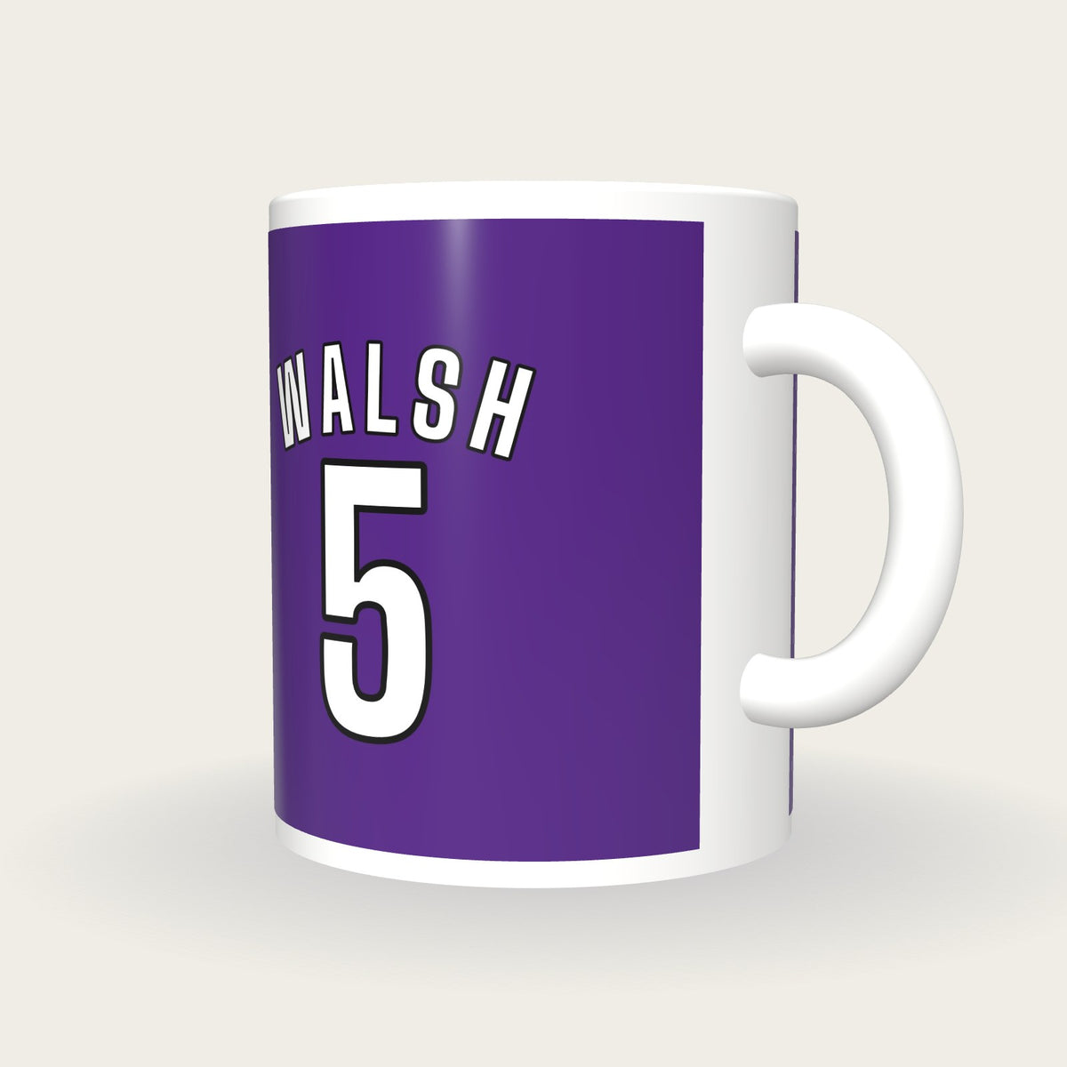 Personalised Purple and White Hockey Shirt Mug, three-quarter view