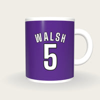Personalised Purple and White Hockey Shirt Mug, front