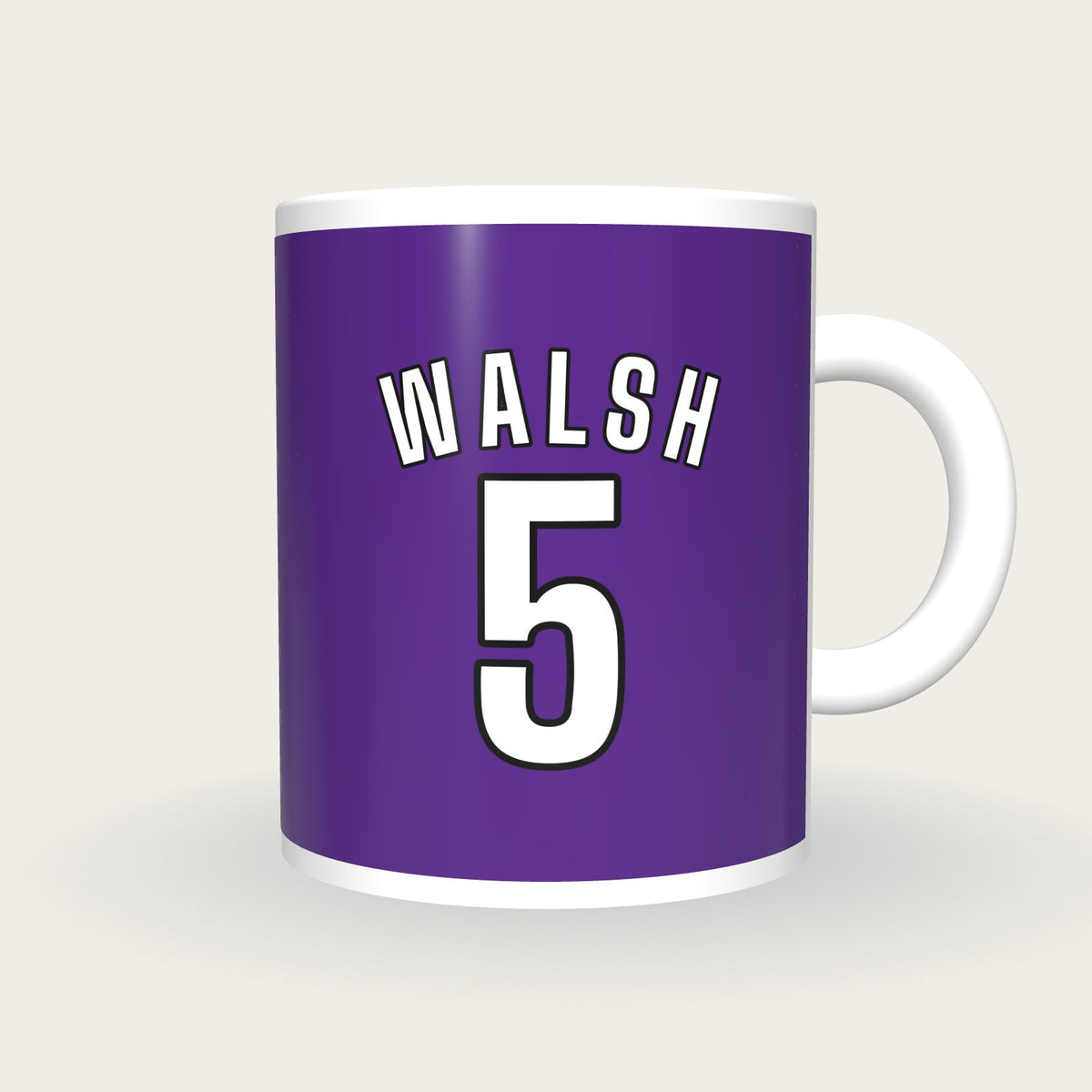 Personalised Purple and White Hockey Shirt Mug, front