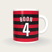 Personalised Red and Black Hoops Hockey Shirt Mug, front