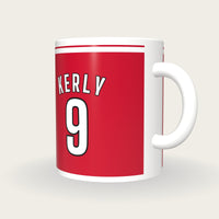 Personalised Red and White Hockey Shirt Mug, three-quarter view