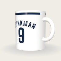 Personalised White and Navy Hockey Shirt Mug, three-quarter view