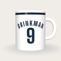Personalised White and Navy Hockey Shirt Mug, front
