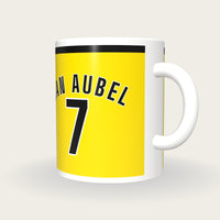 Personalised Yellow and Black Hockey Shirt Mug, three-quarter view