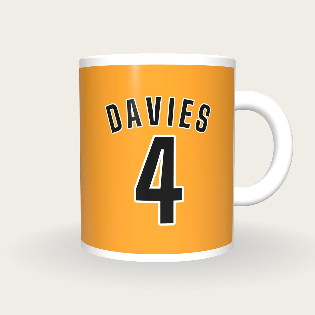 Personalised Amber and Black Football Shirt Mug, front