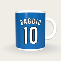 Personalised Azure and White Football Shirt Mug, front