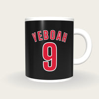 Personalised Black and Red Football Shirt Mug, front