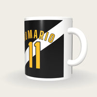 Personalised Black with White Sash Football Shirt Mug, three-quarter view