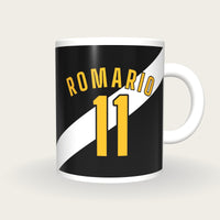 Personalised Black with White Sash Football Shirt Mug, front