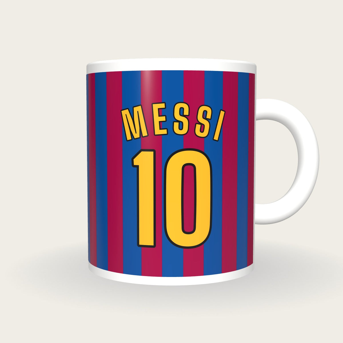 Personalised Blue and Claret Stripes Football Shirt Mug, front