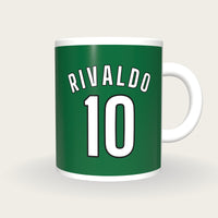 Personalised Bottle Green and White Football Shirt Mug, front