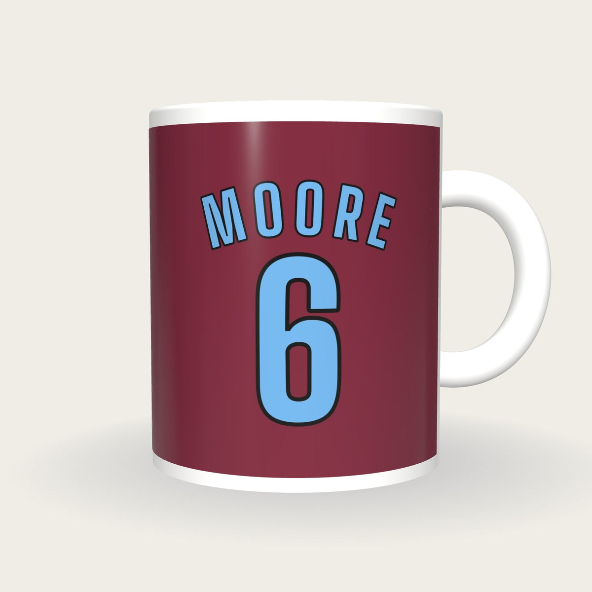 Personalised Claret and Blue Football Shirt Mug, front