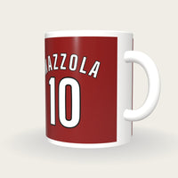 Personalised Claret and White Football Shirt Mug, three-quarter view