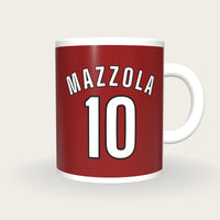 Personalised Claret and White Football Shirt Mug, front