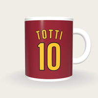 Personalised Crimson and Gold Football Shirt Mug, front