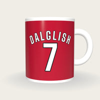 Personalised Crimson and White Football Shirt Mug, front