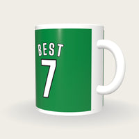 Personalised Emerald and White Football Shirt Mug, three-quarter view