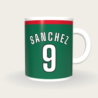 Personalised Green and Red Football Shirt Mug, front