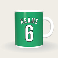 Personalised Green and White Football Shirt Mug, front