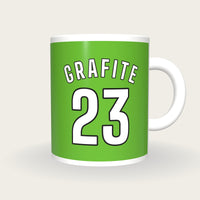 Personalised Lime Green and White Football Shirt Mug, front