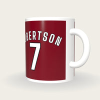 Personalised Maroon and White Football Shirt Mug, three-quarter view