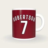 Personalised Maroon and White Football Shirt Mug, front
