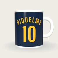 Personalised Navy and Gold Football Shirt Mug, front
