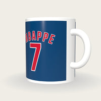 Personalised Navy and Red Football Shirt Mug, three-quarter view