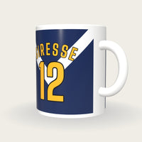 Personalised Navy with White Chevron Football Shirt Mug, three-quarter view