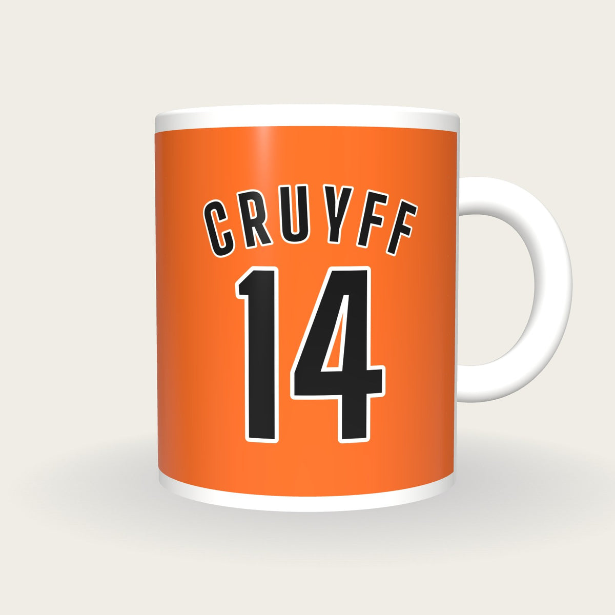 Personalised Orange and Black Football Shirt Mug, front