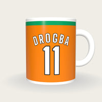 Personalised Orange and Green Football Shirt Mug, front