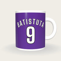 Personalised Purple and White Football Shirt Mug, front