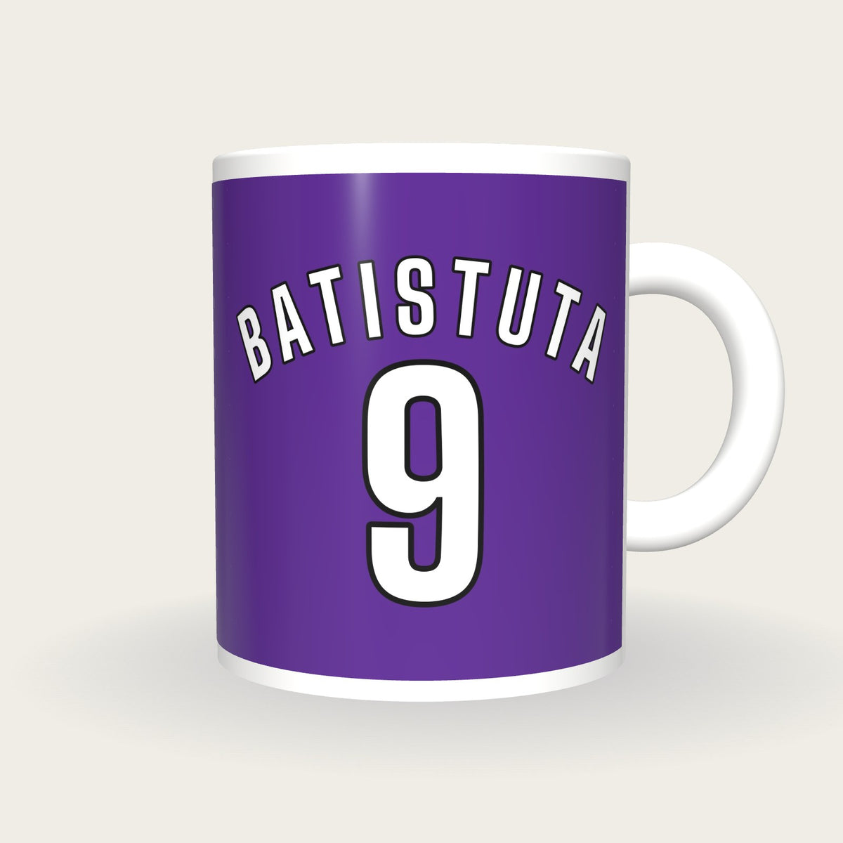 Personalised Purple and White Football Shirt Mug, front