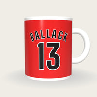 Personalised Red and Black Football Shirt Mug, front