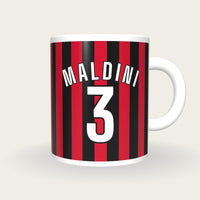 Personalised Red and Black Stripes Football Shirt Mug, front