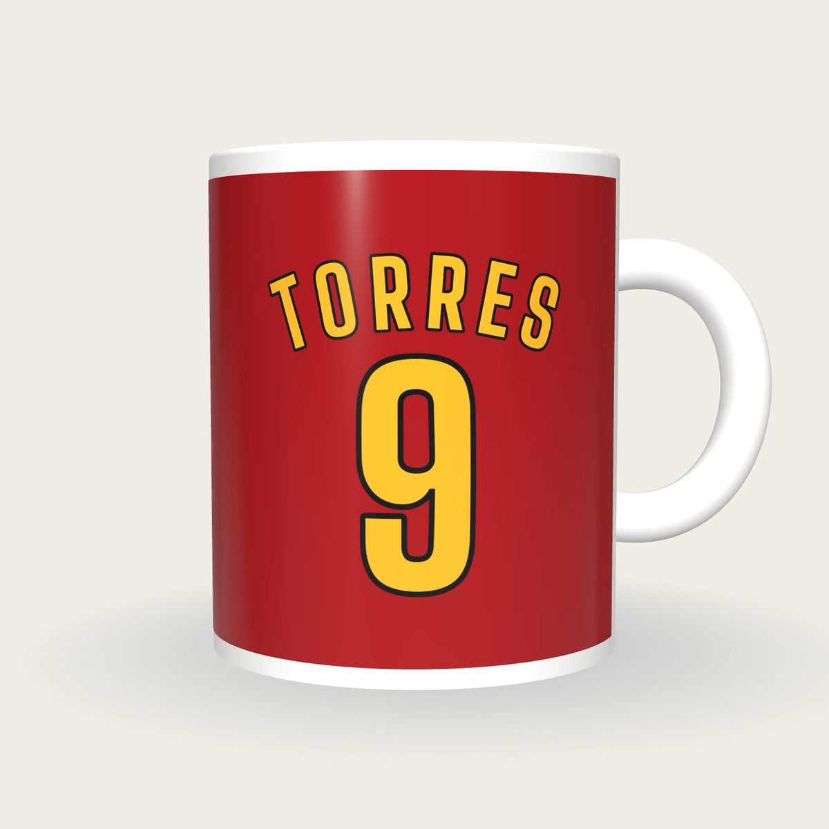 Personalised Red and Gold Football Shirt Mug, front