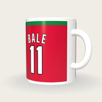 Personalised Red and Green Football Shirt Mug, three-quarter view