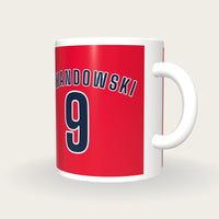 Personalised Red and Navy Football Shirt Mug, three-quarter view