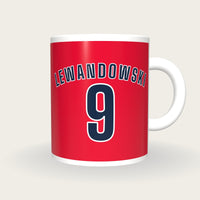 Personalised Red and Navy Football Shirt Mug, front