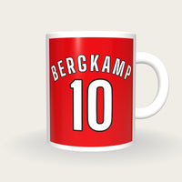 Personalised Red with White Sleeves Football Shirt Mug, front