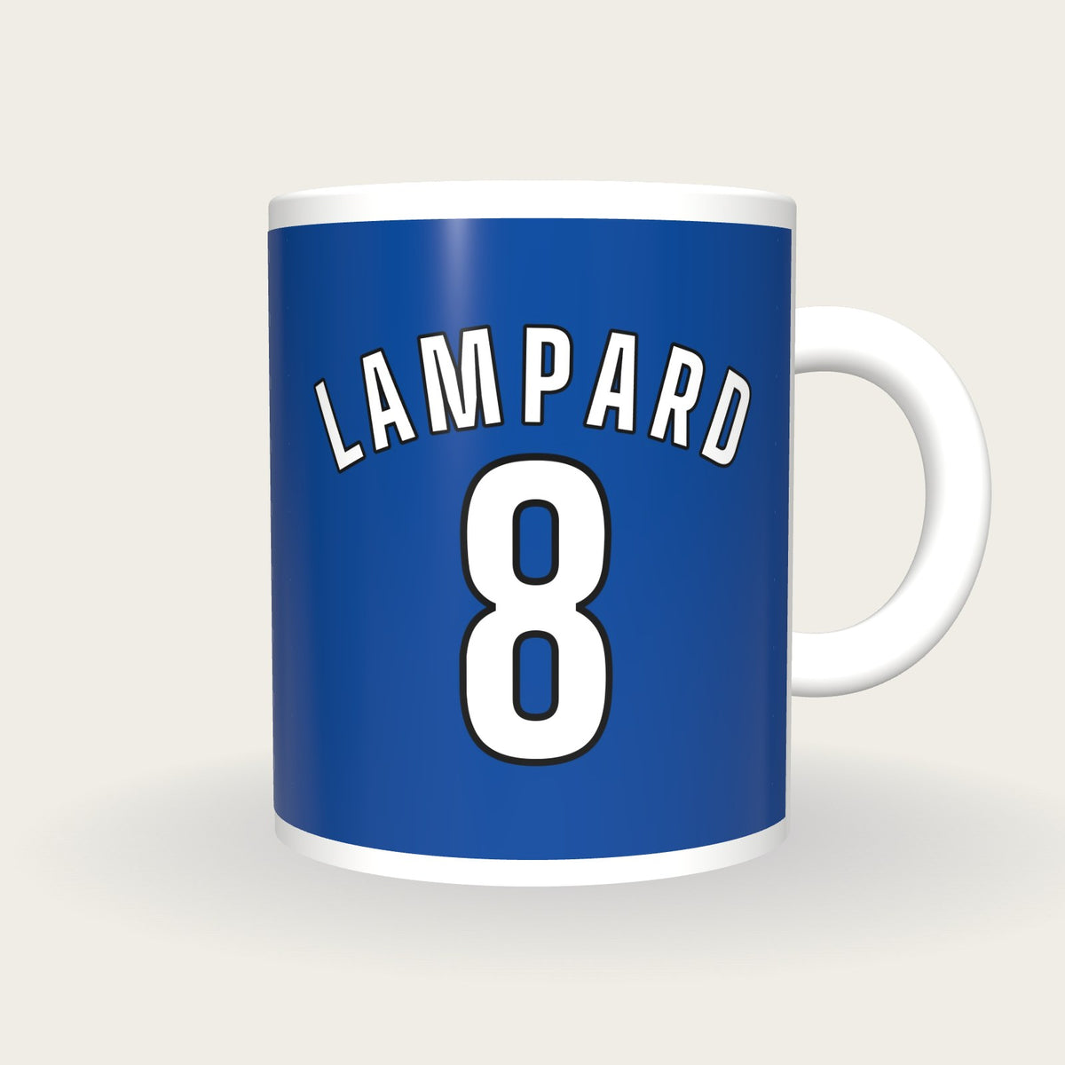 Personalised Royal Blue and White Football Shirt Mug, front