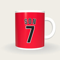 Personalised Scarlet and Black Football Shirt Mug, front