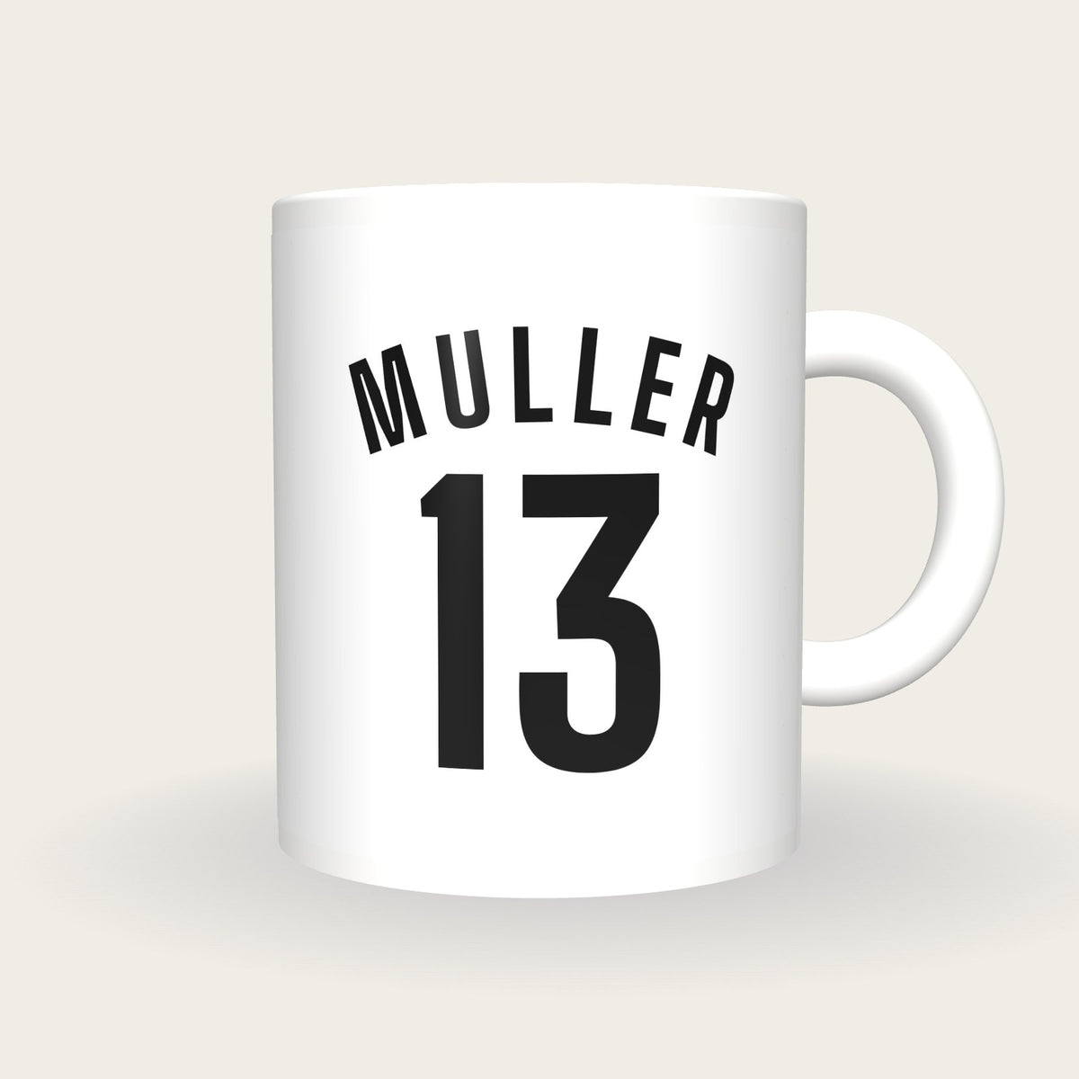 Personalised White and Black Football Shirt Mug, front