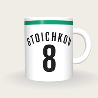 Personalised White and Green Football Shirt Mug, front