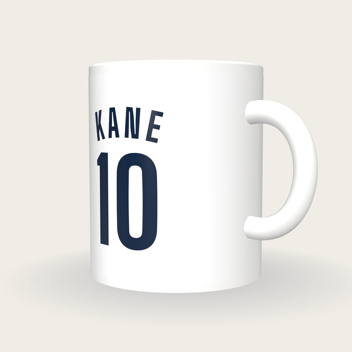 Personalised White and Navy Football Shirt Mug, three-quarter view